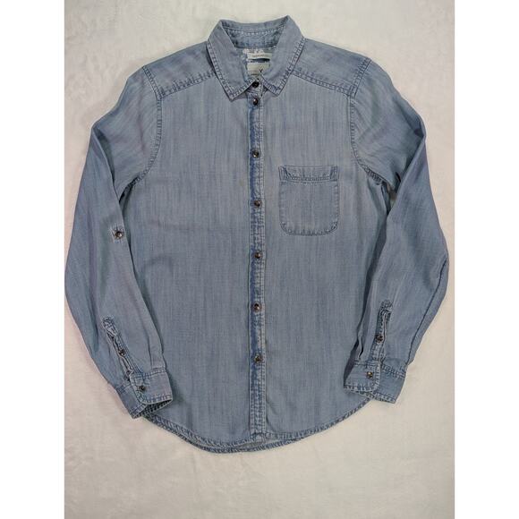 American Eagle Boyfriend Fit XS Relaxed Denim Button Up Shirt - Picture 1 of 10